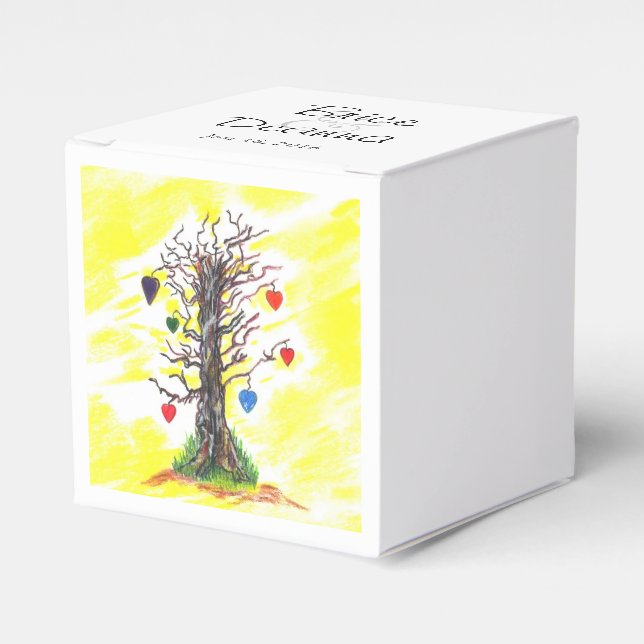 Tree of Love Yellow Favor Favor Boxes (Front Side)