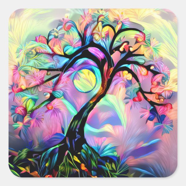 Tree of Many Colors Square Sticker (Front)