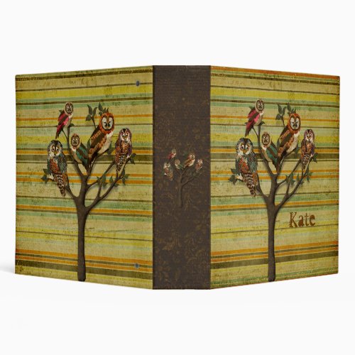 Tree of Owls Retro Personalized Notebook Binder