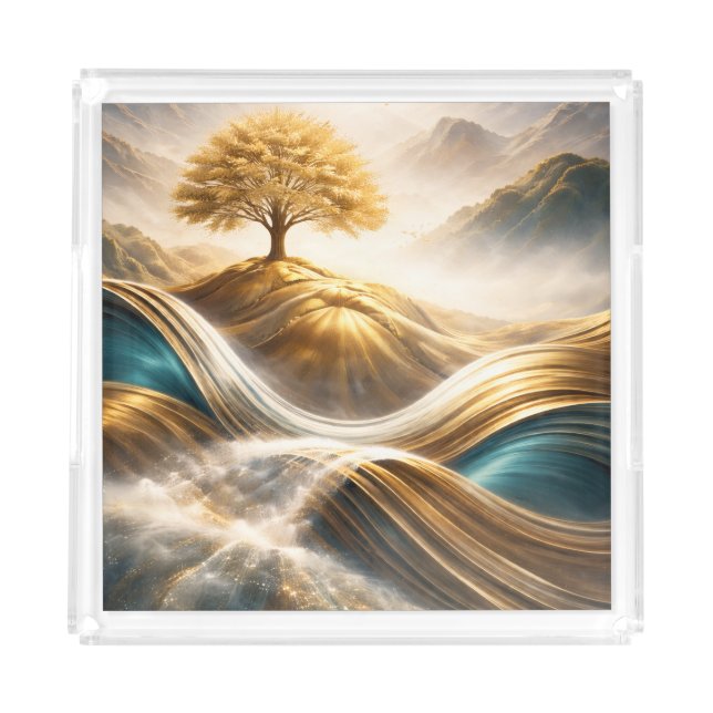 Tree of Serenity, a breathtaking fusion of nature. Acrylic Tray (Front)