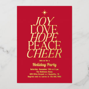 Tree of Words Foil Holiday Party Invitation