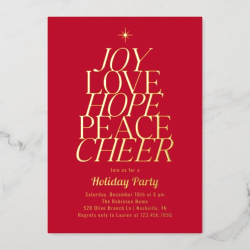 Tree of Words Foil Holiday Party Invitation Foil Invitation