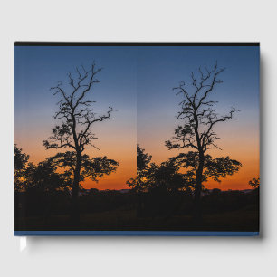 Tree on a sunset background guest book