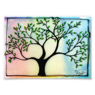 Tree on Vellum over watercolor background Photo Print