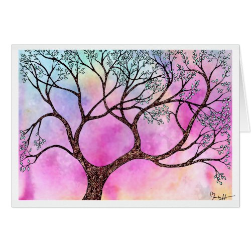 Tree on Vellum with Watercolor Background