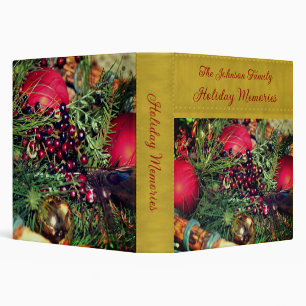 Tree Ornaments Berries Christmas Personalized 3 Ring Binder