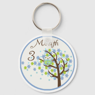 Tree Owl Milestone Month 3 Keychain