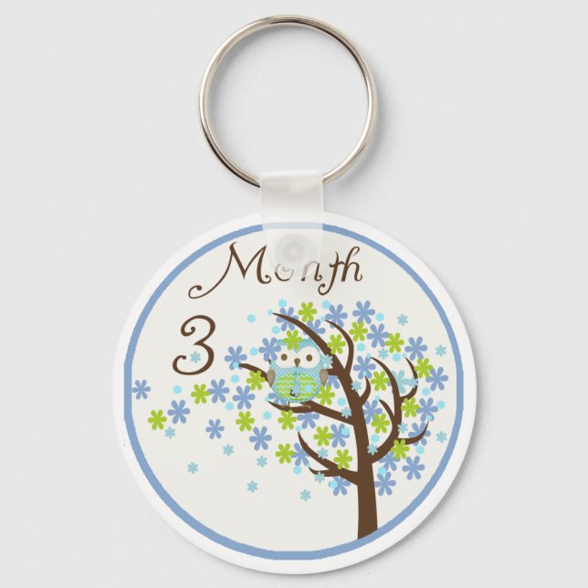 Tree Owl Milestone Month 3 Keychain (Front)