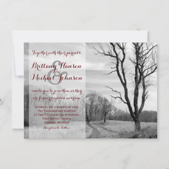 Tree Path Invitation Tree Path Rustic Country Wedding Invitations | Zazzle