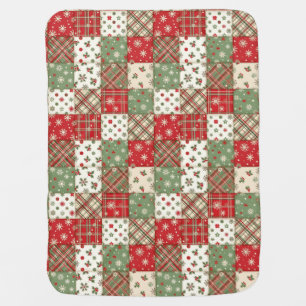 Tree pattern christmas  patchwork green red baby blanket