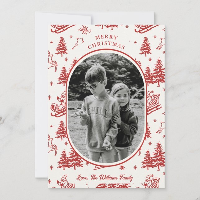 Tree Pattern Photo Christmas Card (Front)