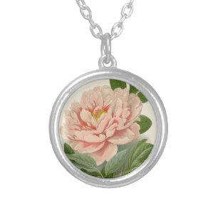 Tree Peony – Elegant Vintage Botanical Design Silver Plated Necklace