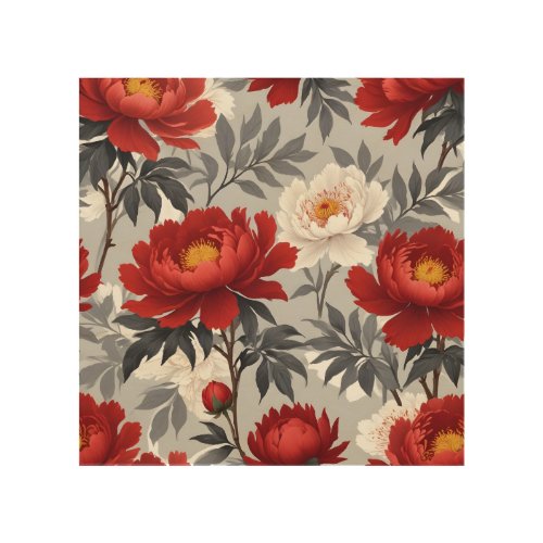 Tree Peony Pattern II Wood Wall Art