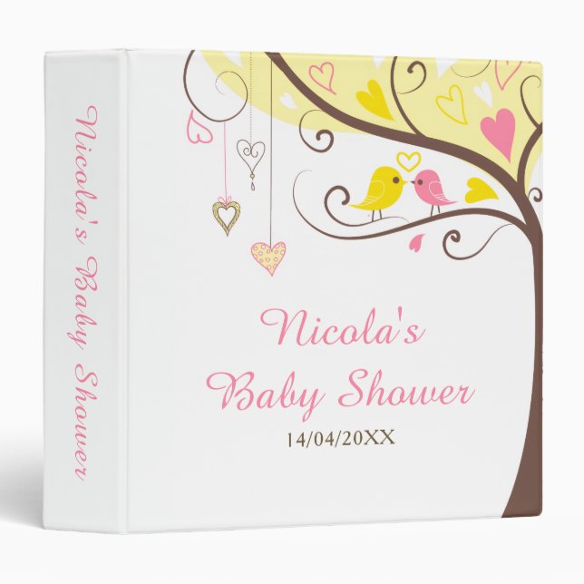 Tree Pink and Yellow Baby Shower Photo Album 3 Ring Binder (Front/Spine)