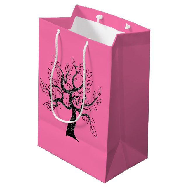 Tree Pink Gift Bag - Custom Color (Back Angled)