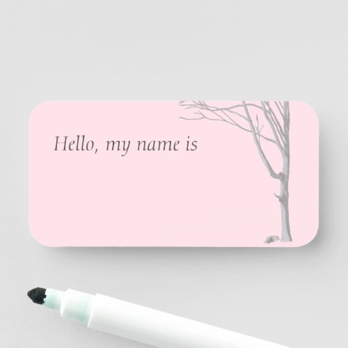 Tree Pink Hello My Name is Name Tag
