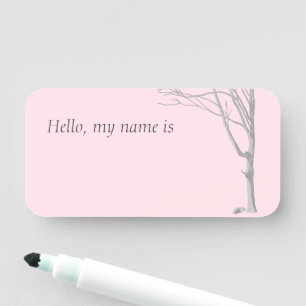 Tree Pink Hello My Name is Tag