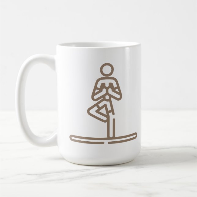 Tree Pose, Calm And Focused, Yoga Cool, White Coffee Mug (Left)