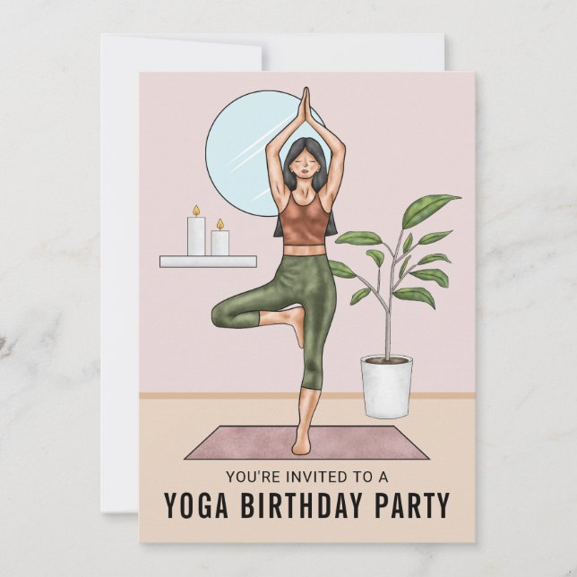 Tree Pose Workout Woman Yoga Birthday Party Invitation (Front)