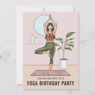 Tree Pose Workout Woman Yoga Birthday Party Invitation