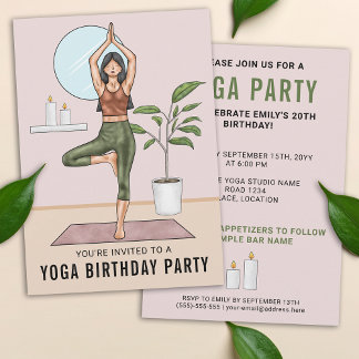 Tree Pose Workout Woman Yoga Birthday Party Invitation