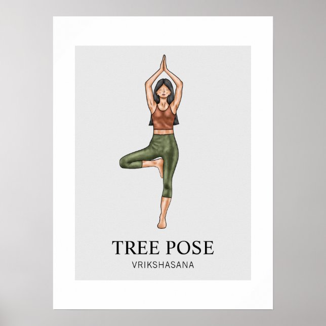 Tree Pose Yoga Stretching Balance Workout Woman Poster (Front)