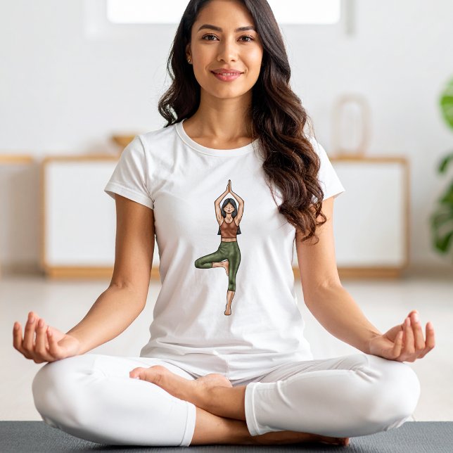Tree Pose Yoga Vrikshasana Fitness Yogi Woman Tri-Blend Shirt (Please note: This image is a digitally created mockup.)