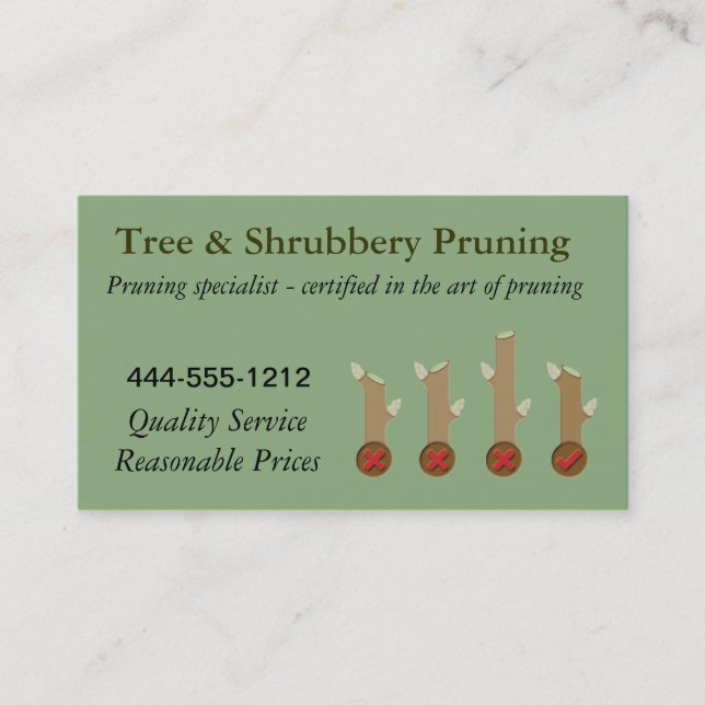 Tree Pruning Business Card examples customizable (Front)
