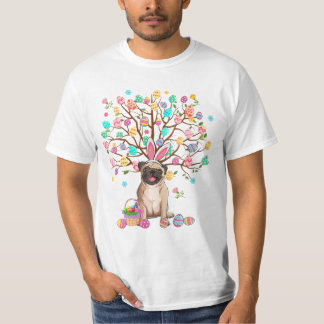 Tree Pug Dog Wearing Bunny  T-Shirt