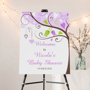  Tree Purple and Green Baby Shower Welcome Foam Board