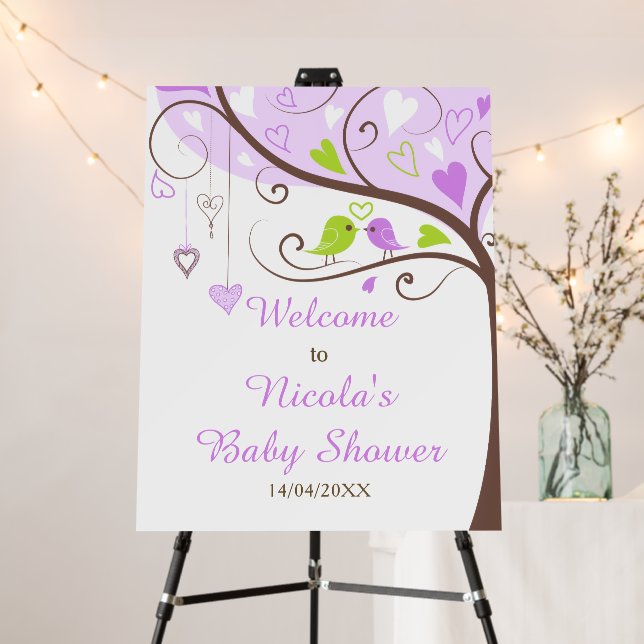 Tree Purple and Green Baby Shower Welcome Foam Board (In Situ (Stand))