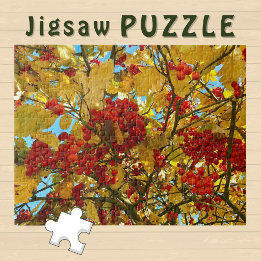 Tree Red Berries Yellow Leaves Autumn Photo - Jigsaw Puzzle