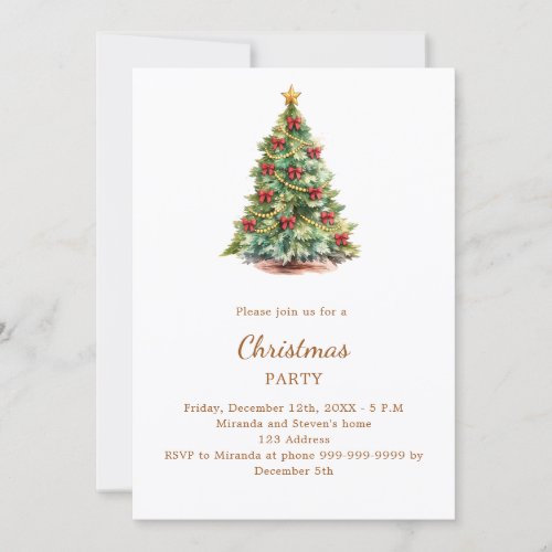 Tree red bows Christmas Party Invitation