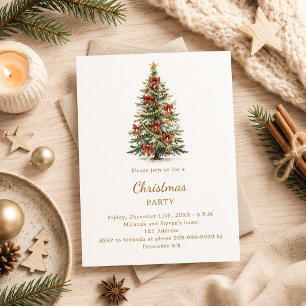 Tree red bows Christmas Party Invitation