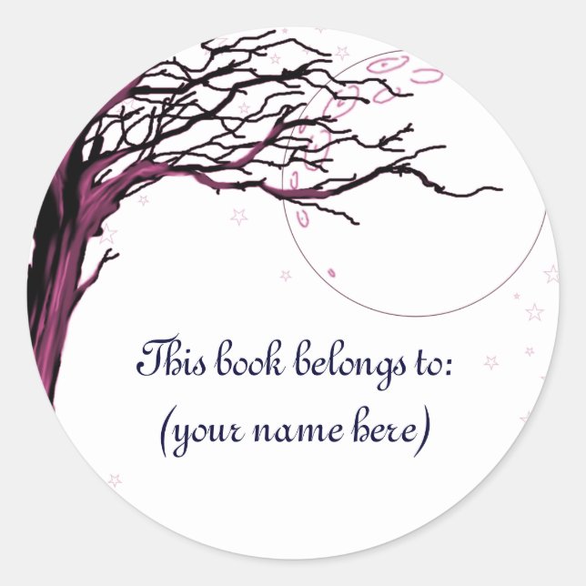 Tree, red classic round sticker (Front)