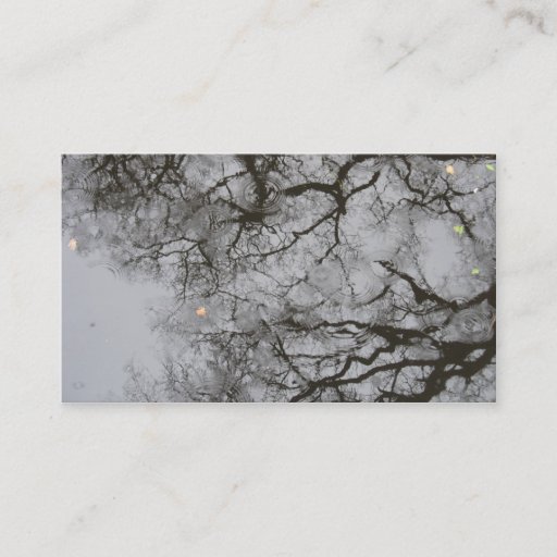 Customizable Tree Reflections &amp; Rain in Water Photo Card Business Card Template