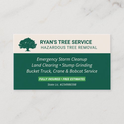 Tree Removal Service Business Card