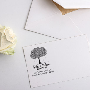 Tree Return Address Family Rubber Stamp