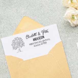 Tree Return Address Family Rubber Stamp