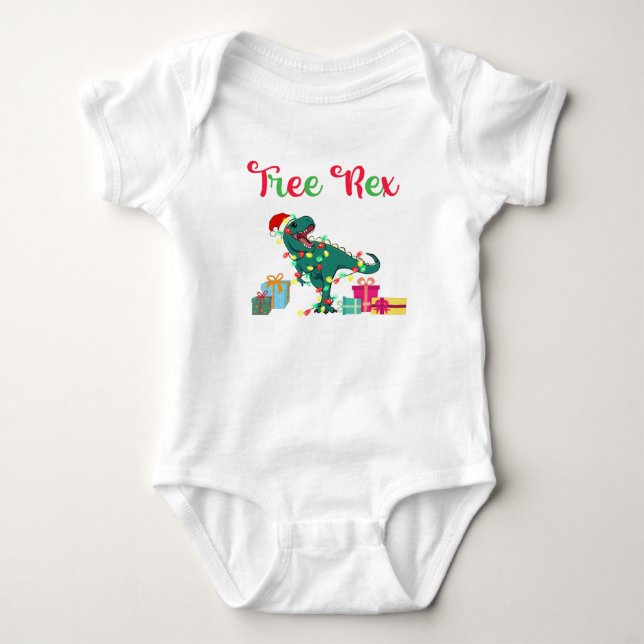 tree rex christmas baby outfit baby bodysuit (Front)