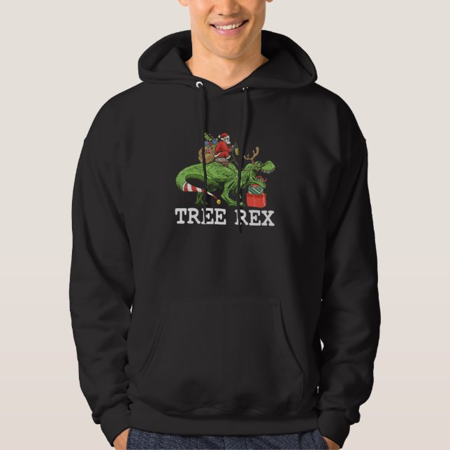 Tree Rex Christmas Dinosaur Pajamas Santa Claus Ki Hoodie (Front)
