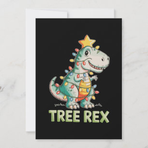 Tree Rex Christmas Dinosaur T Rex Xmas Lights Holiday Card