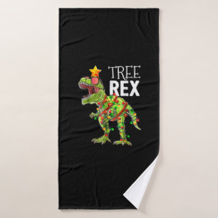 Tree Rex Christmas Lights Dinosaur Bath Towel