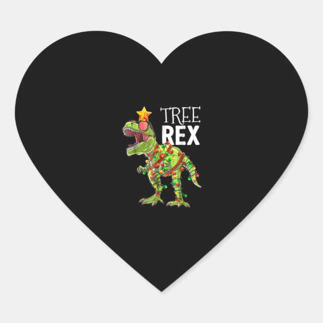Tree Rex Christmas Lights Dinosaur   Heart Sticker (Front)