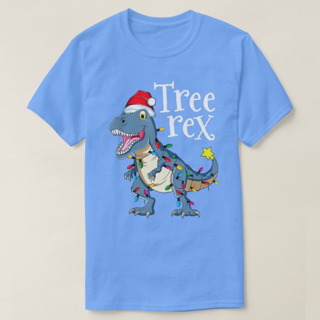 Tree Rex Christmas Pajamas Boys Kids TRex Dinosaur T-Shirt (Design Front)