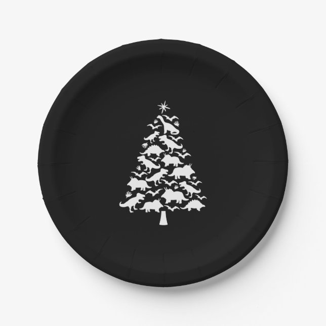 Tree Rex Christmas Tee Paper Plates (Front)