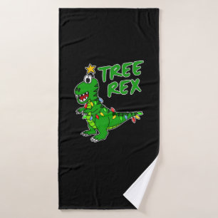 Tree Rex Christmas Tree Dinosaur T-Rex Xmas Bath Towel