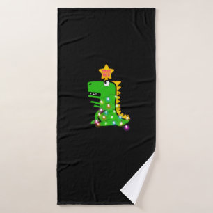 Tree Rex Cute Funny Christmas T-Rex Dinosaur Bath Towel