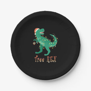 Tree Rex Dino T-Rex Christmas Tree Funny Gift Idea Paper Plates