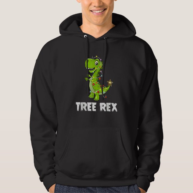 Tree Rex Dinosaur Christmas Costume Xmas Tree Ligh Hoodie (Front)